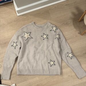 Rails Cream and Gray Star Sweater